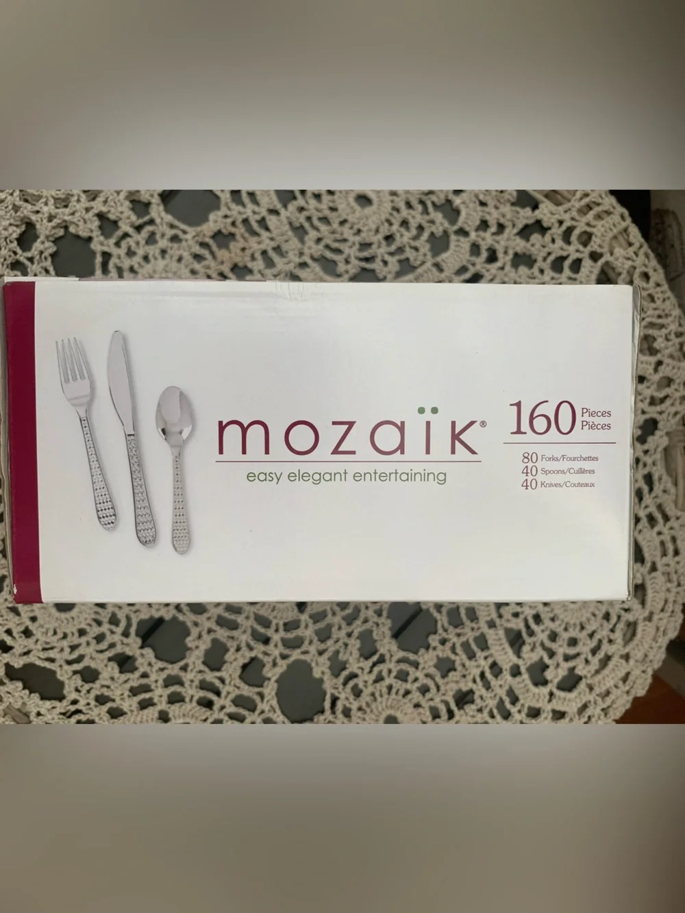 NEW Mosaic Cutlery: 160 Pieces, Outdoor Parties, Silver, BPA Free Plastic